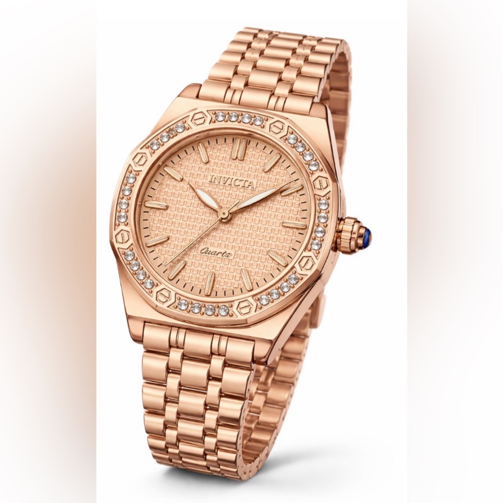 Invicta Rose Gold Tone Crystal Accent Women's Watch